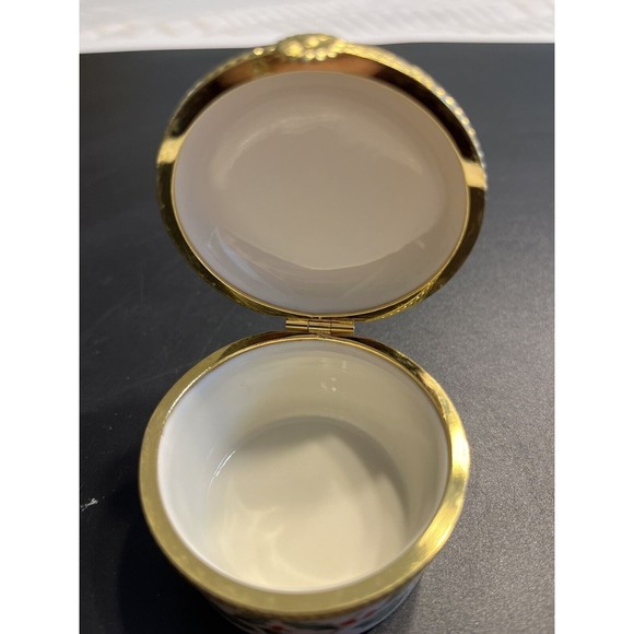 Lenox Trinket Box Hinged Lid Round Holiday Holly Berries Christmas Jewelry Jar - Picture 10 of 10